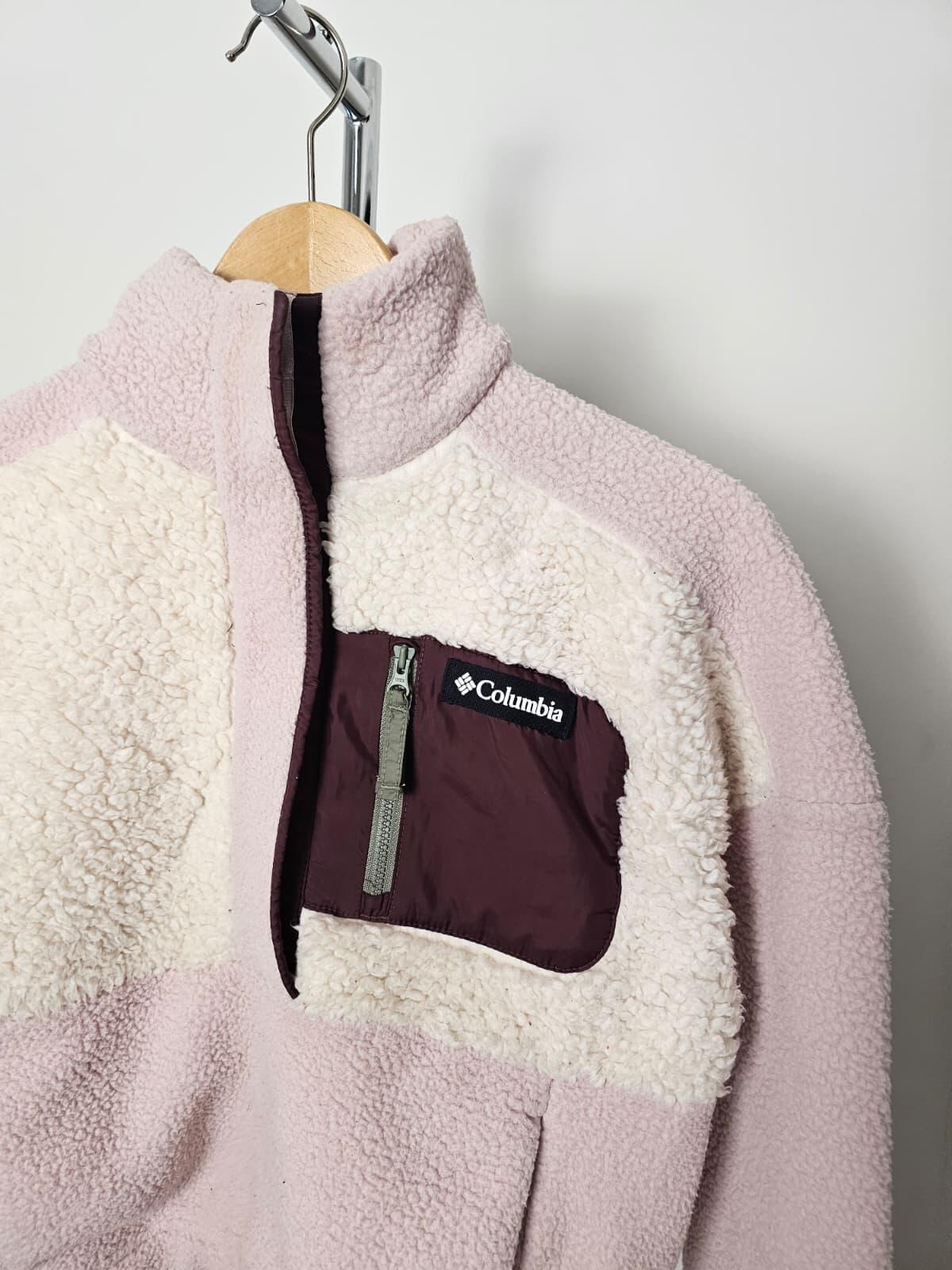 Columbia Womens Cropped Pullover Sherpa Snap Button Fleece Jumper XS/Extra Small