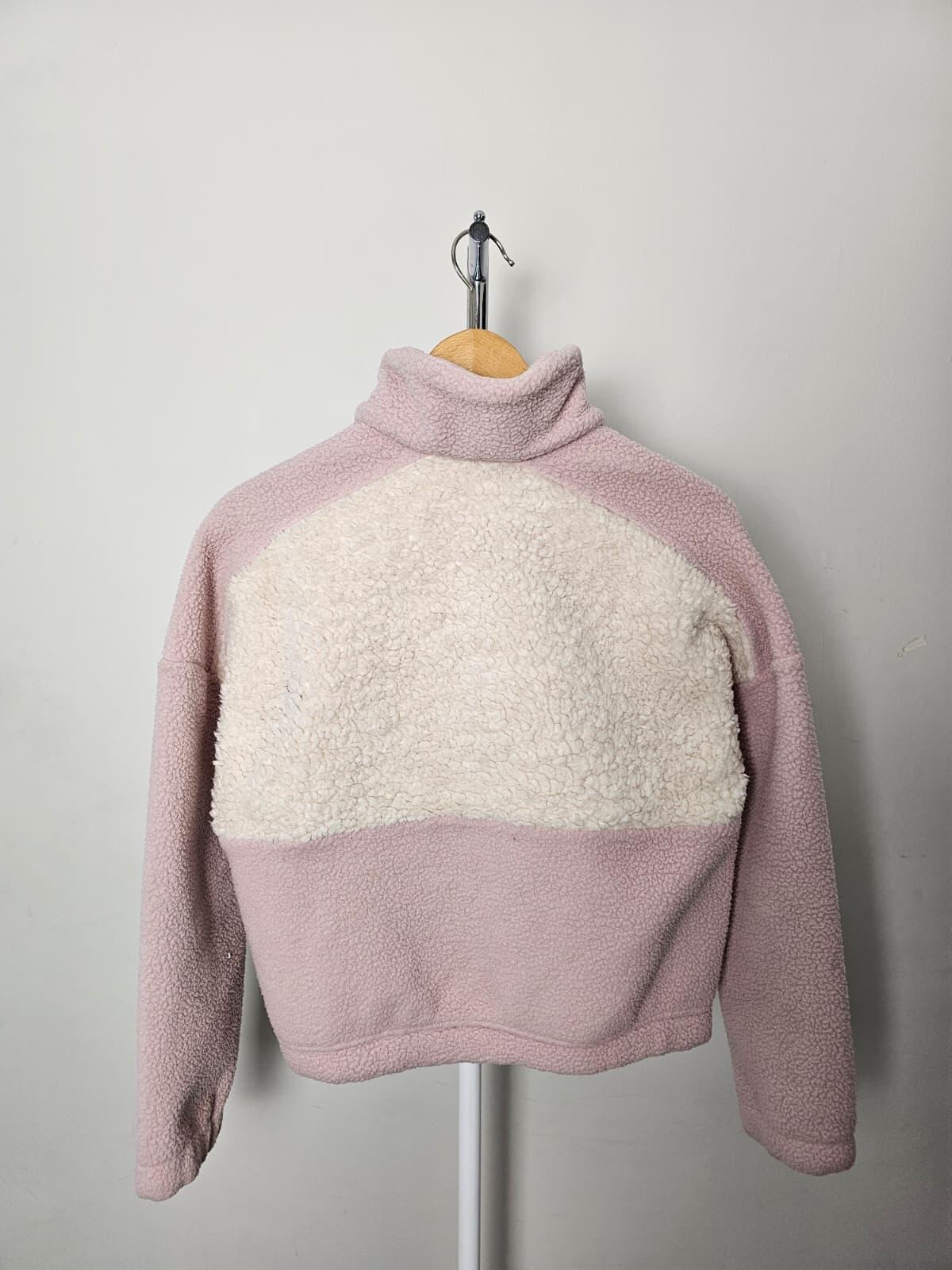 Columbia Womens Cropped Pullover Sherpa Snap Button Fleece Jumper XS/Extra Small
