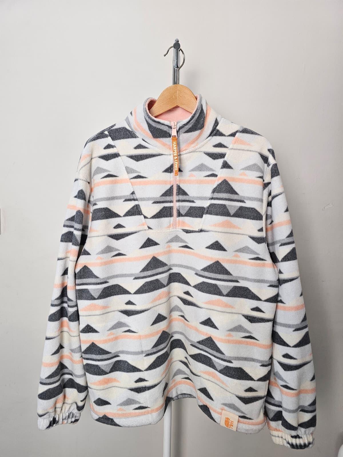 Harper & Lewis 1/4 Zip Pullover Aztec Style Pattern Fleece Jumper - M/Medium