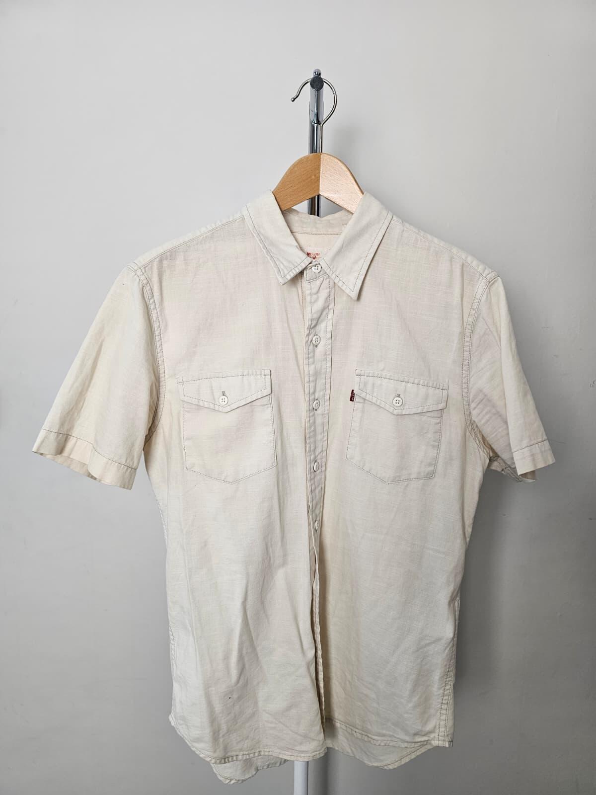 Levi's Men's 100% Cotton Short Sleeve Dual Pocket Shirt - S - Light Beige/Cream