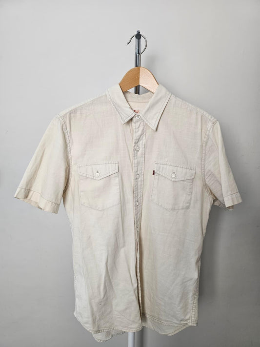 Levi's Men's 100% Cotton Short Sleeve Dual Pocket Shirt - S - Light Beige/Cream