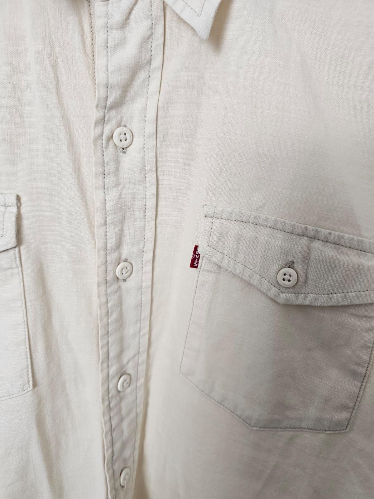 Levi's Men's 100% Cotton Short Sleeve Dual Pocket Shirt - S - Light Beige/Cream