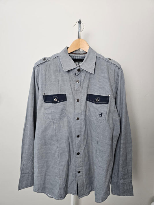 Kangol Men's Y2K 2000's Long Sleeve Dual Pocket Button Up Shirt - L/Large