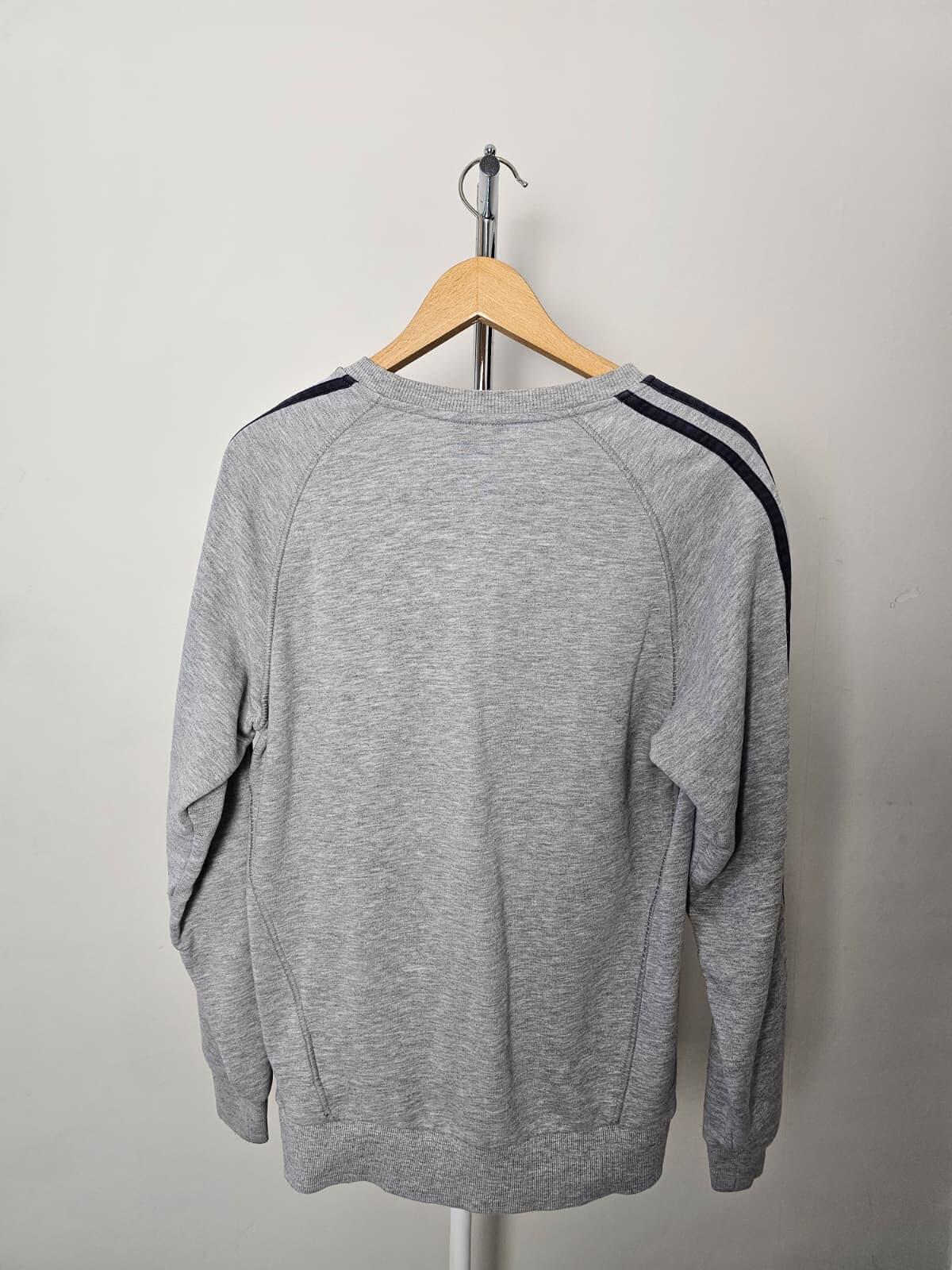 Adidas Men's Three Striped Pullover Jumper/Sweatshirt - S/Small - Grey/Black