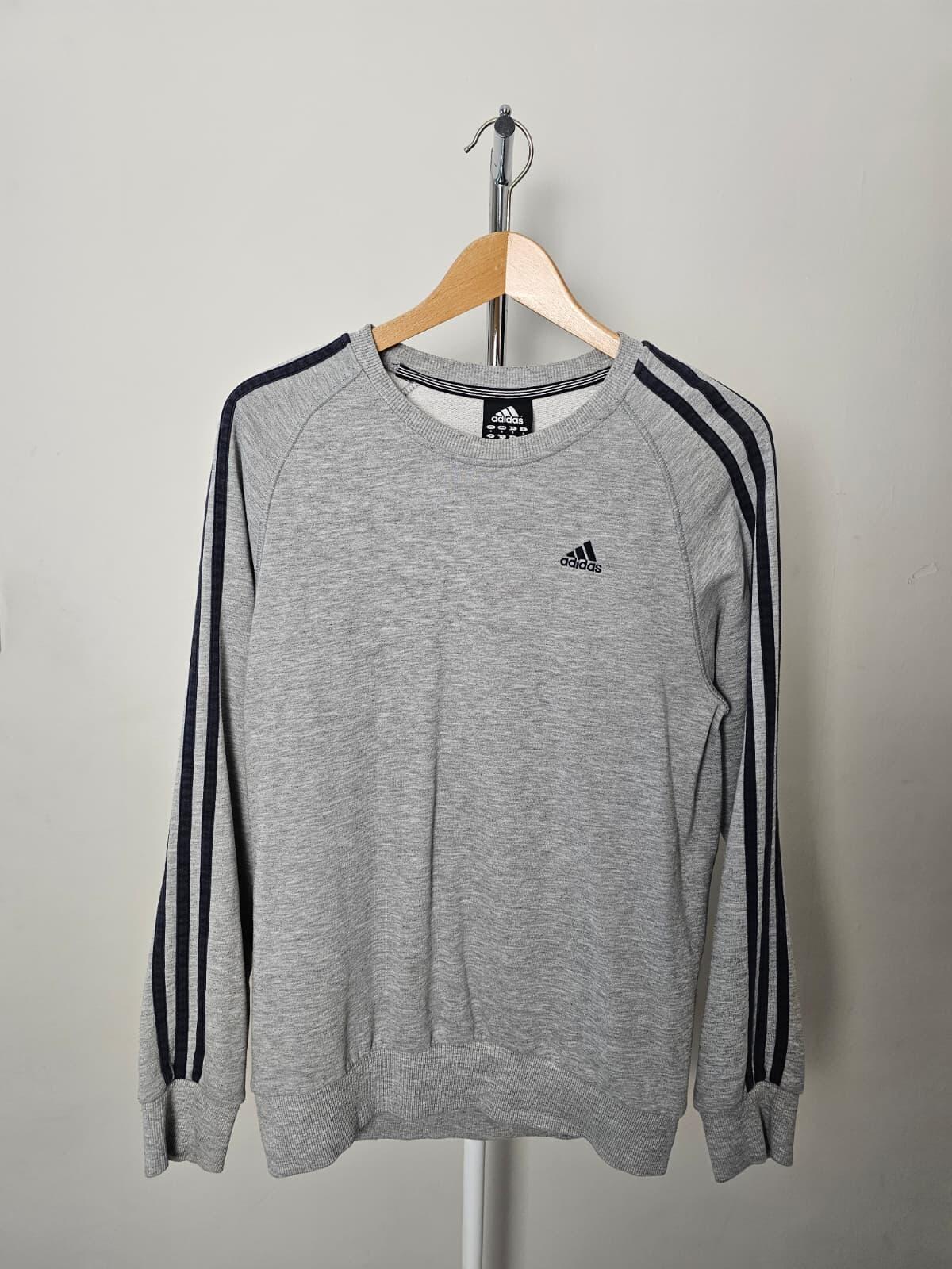 Adidas Men's Three Striped Pullover Jumper/Sweatshirt - S/Small - Grey/Black