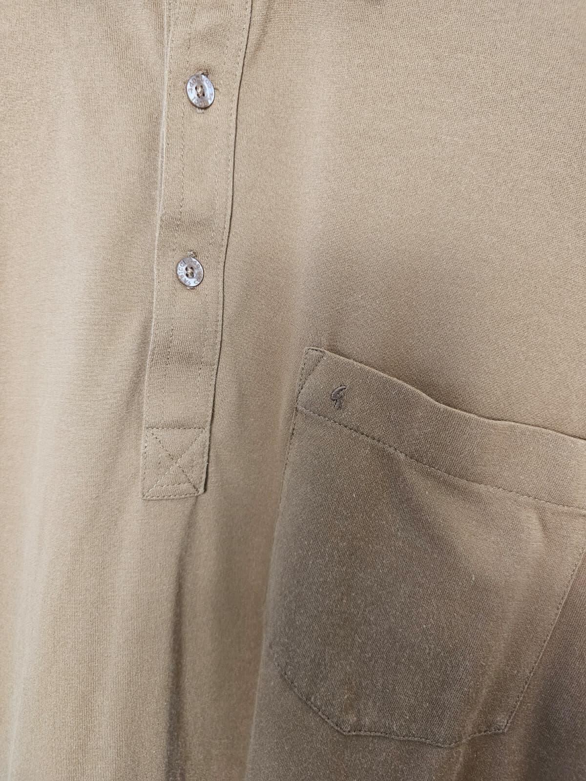 Gabicci Men's Vintage Retro 80's/90's Pocket Polo Shirt - L/Large Warm Brown/Tan