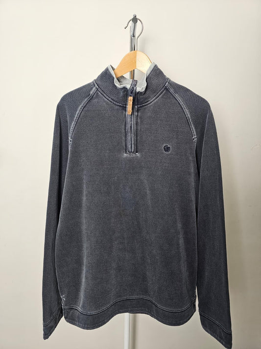 Fat Face Men's Y2K Pullover 1/4 Zip Textured Jumper/Sweatshirts - M/Medium Grey
