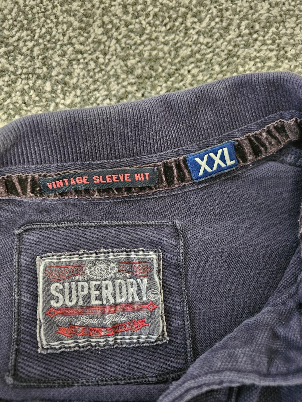 Superdry Men's Washed Navy Big '5' Polo Shirts - XXL/2XL/Extra Extra Large