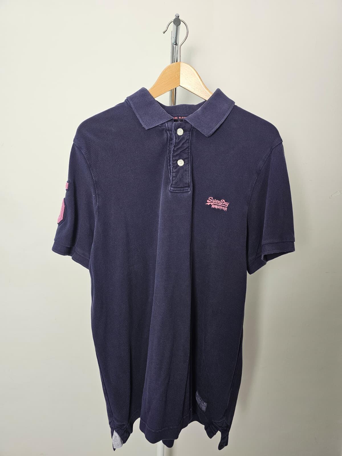 Superdry Men's Washed Navy Big '5' Polo Shirts - XXL/2XL/Extra Extra Large