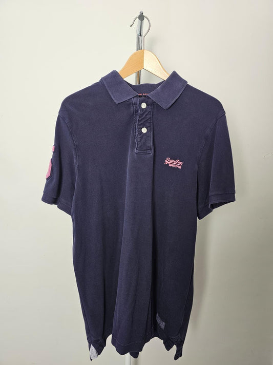 Superdry Men's Washed Navy Big '5' Polo Shirts - XXL/2XL/Extra Extra Large