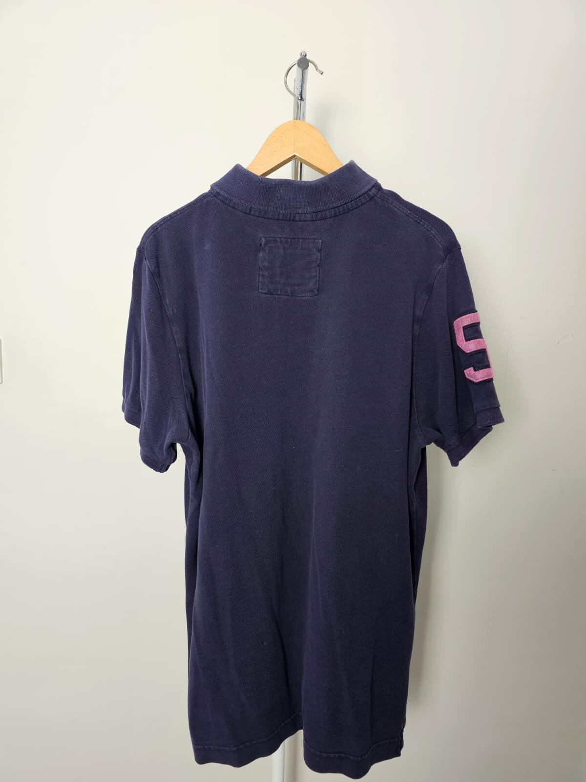 Superdry Men's Washed Navy Big '5' Polo Shirts - XXL/2XL/Extra Extra Large