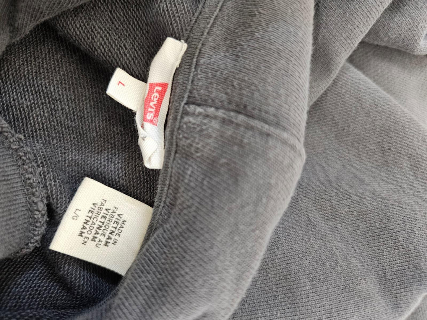 Levi's Women's Washed Grey Big Pastel Spell out Pullover Hoodie - L/Large