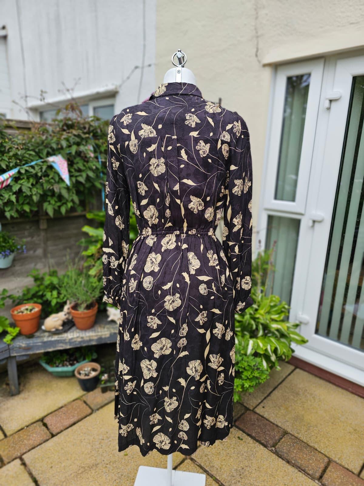 Christina Hendricks X Joanie - Orange Blossom Poppy Print Midi Shirt Dress UK 10