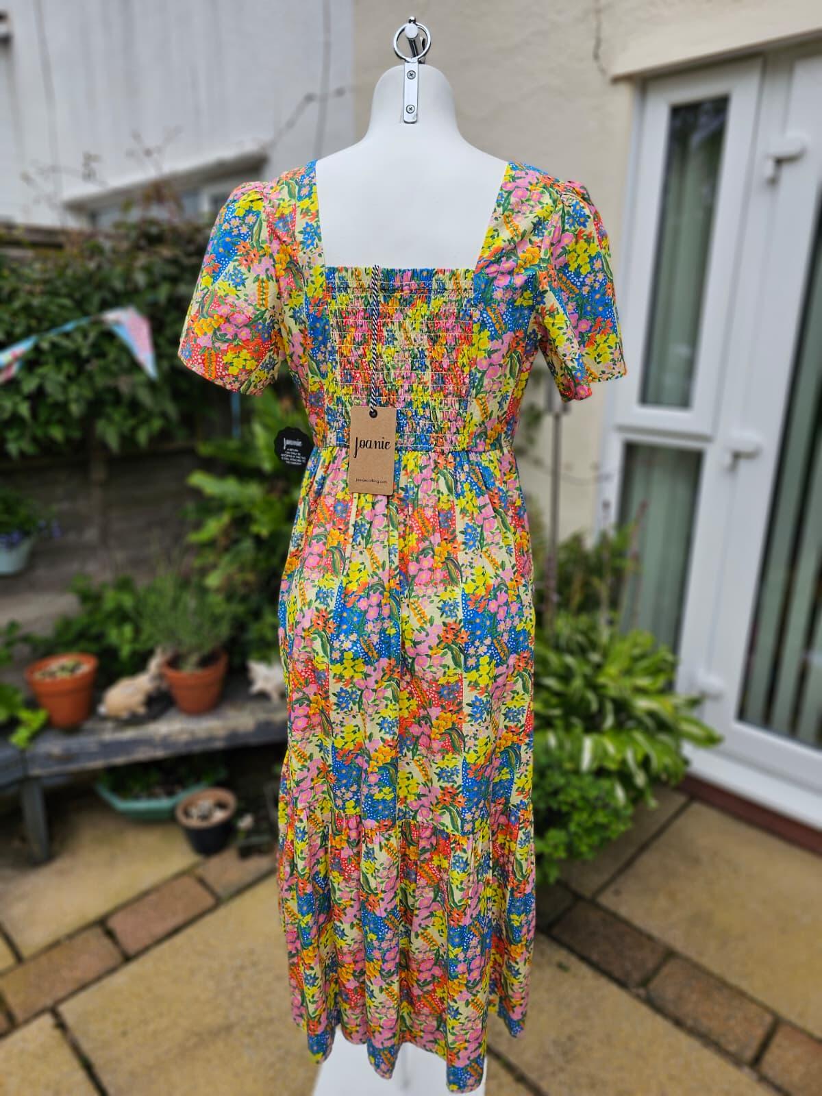 Zeena X Joanie - Georgia Painterly Floral Print Square Neck Spring Dress - UK 12
