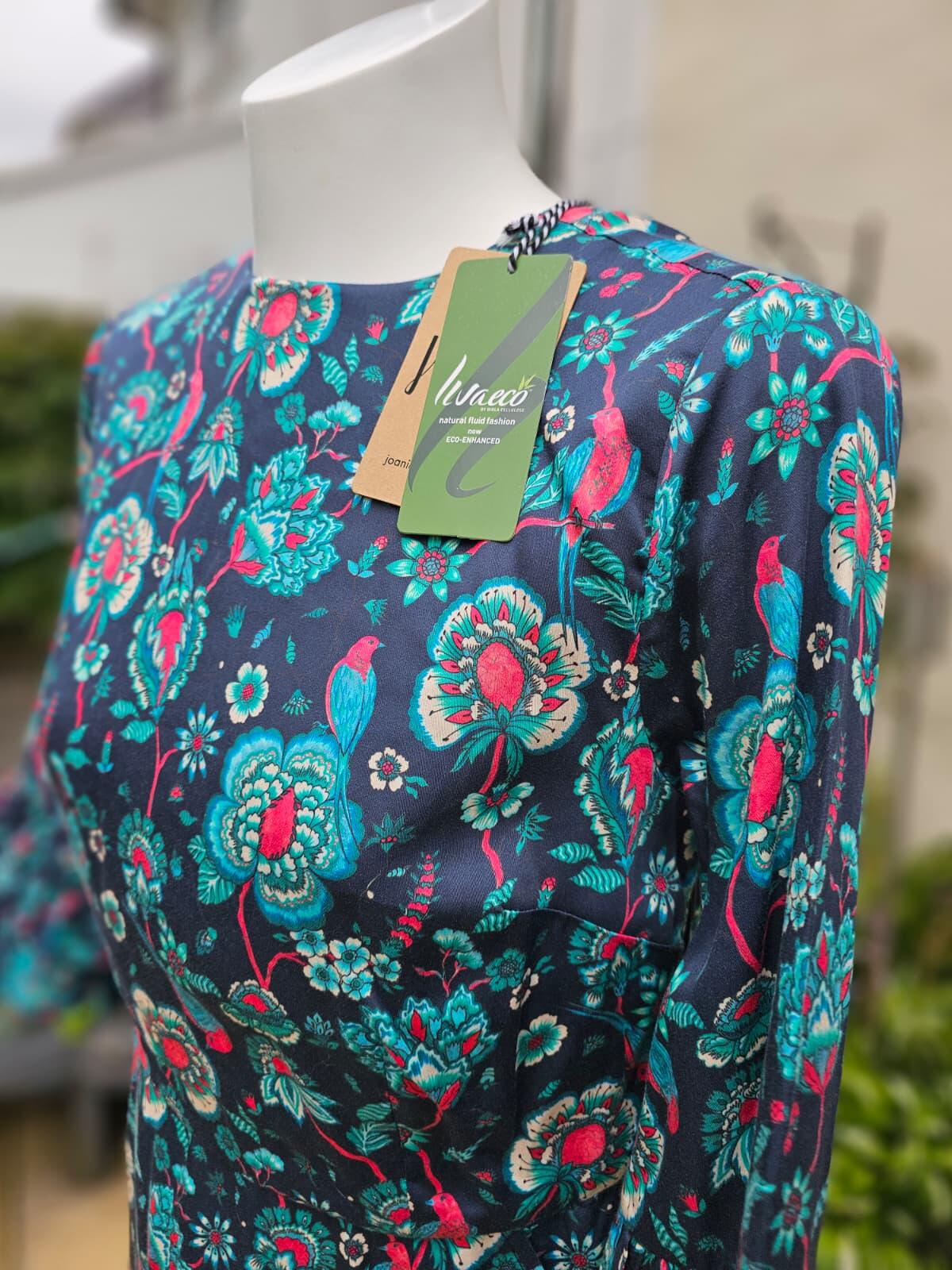 Joanie Caroline Floral Bird Floral Fauna Print Ruffle Mini Spring Dress - UK 10