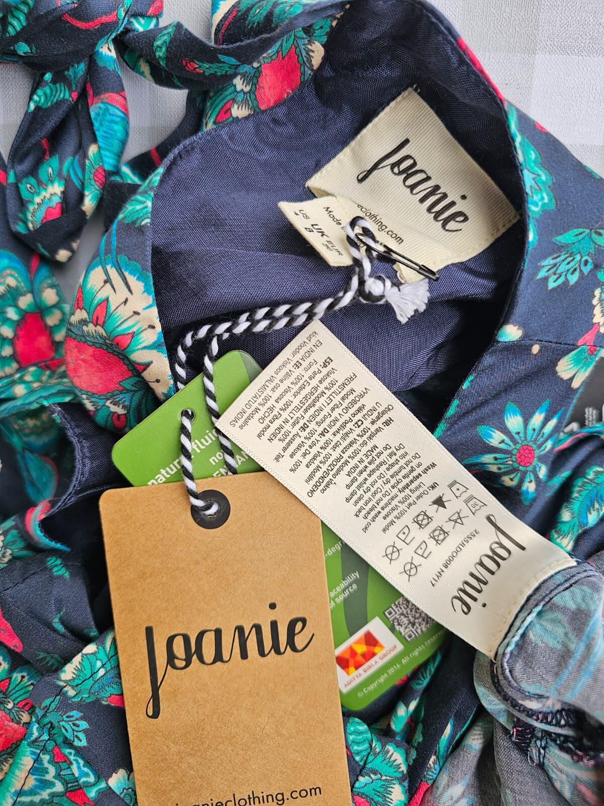 Joanie Caroline Floral Bird Floral Fauna Print Ruffle Mini Spring Dress - UK 8