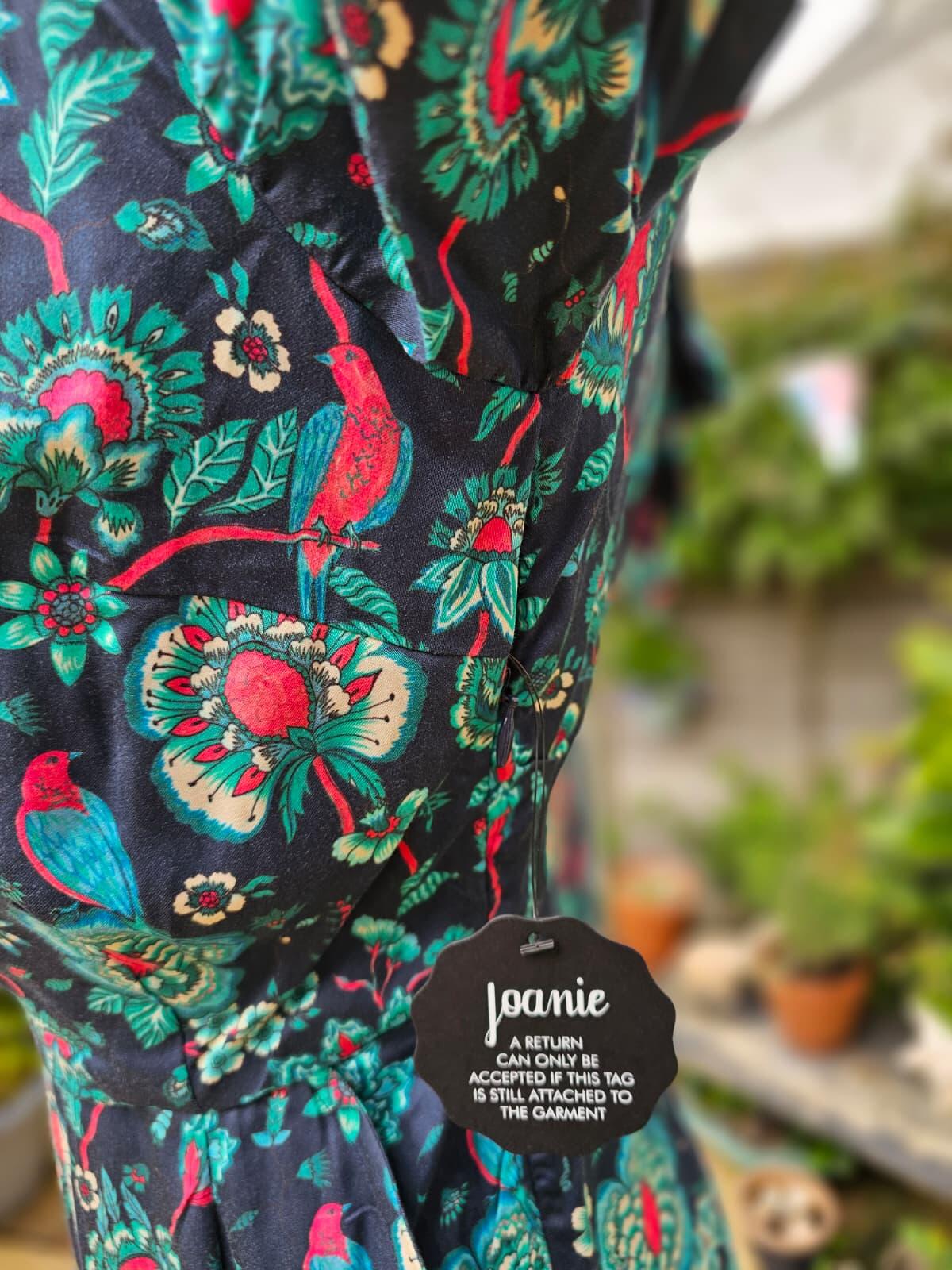 Joanie Caroline Floral Bird Floral Fauna Print Ruffle Mini Spring Dress - UK 8
