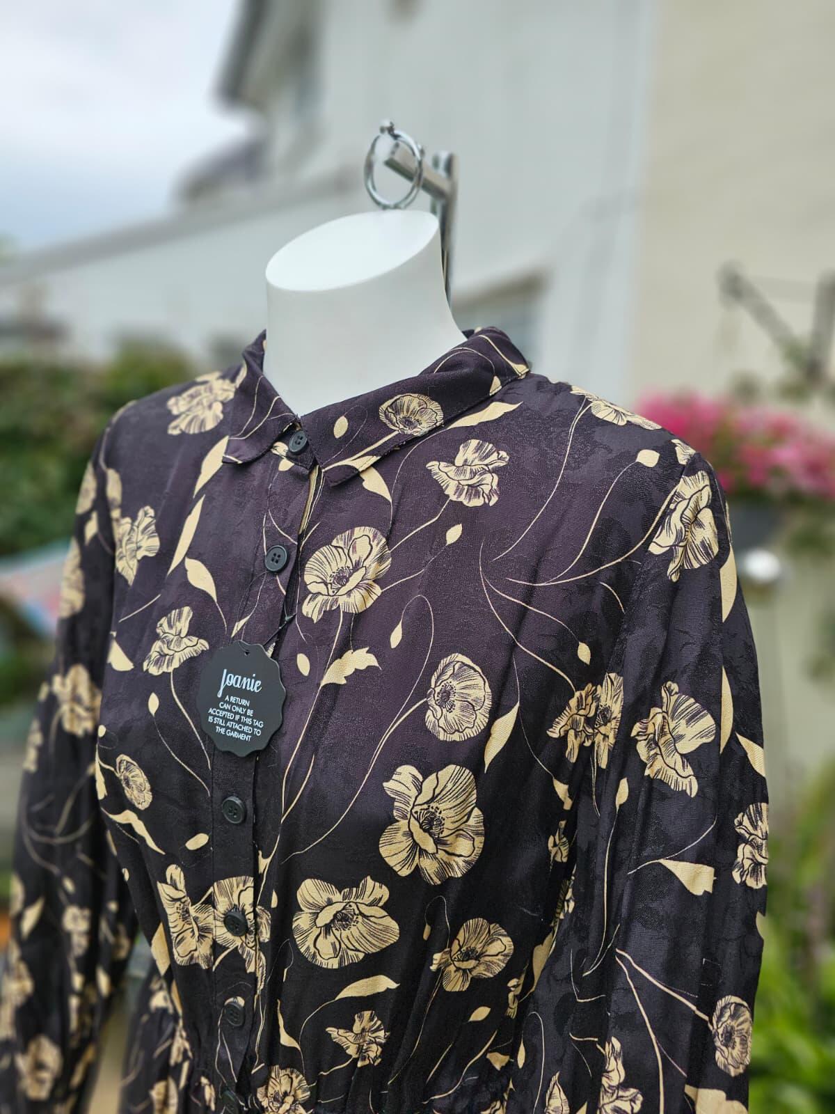 Christina Hendricks X Joanie - Orange Blossom Poppy Print Midi Shirt Dress UK 18