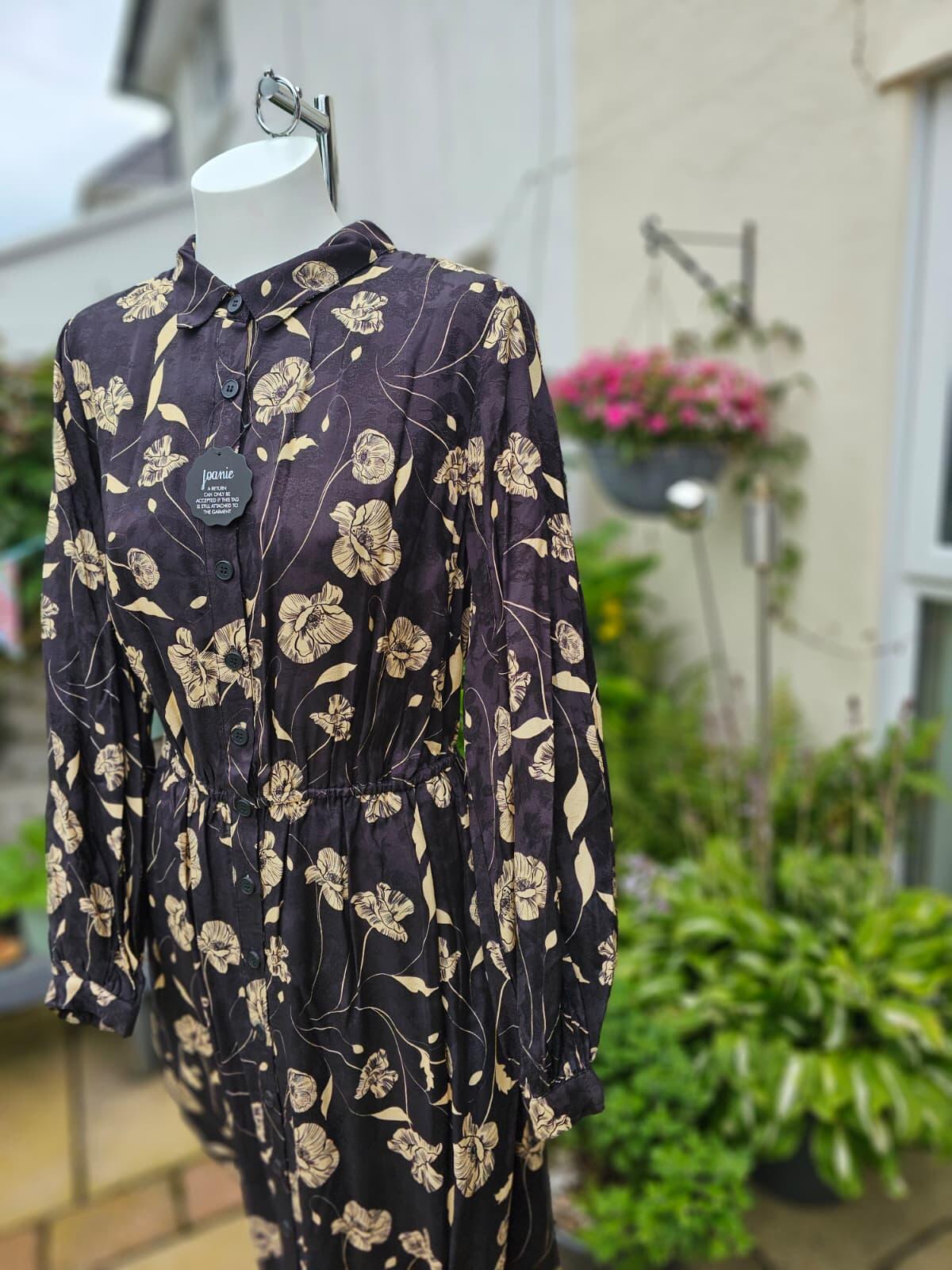 Christina Hendricks X Joanie - Orange Blossom Poppy Print Midi Shirt Dress UK 18