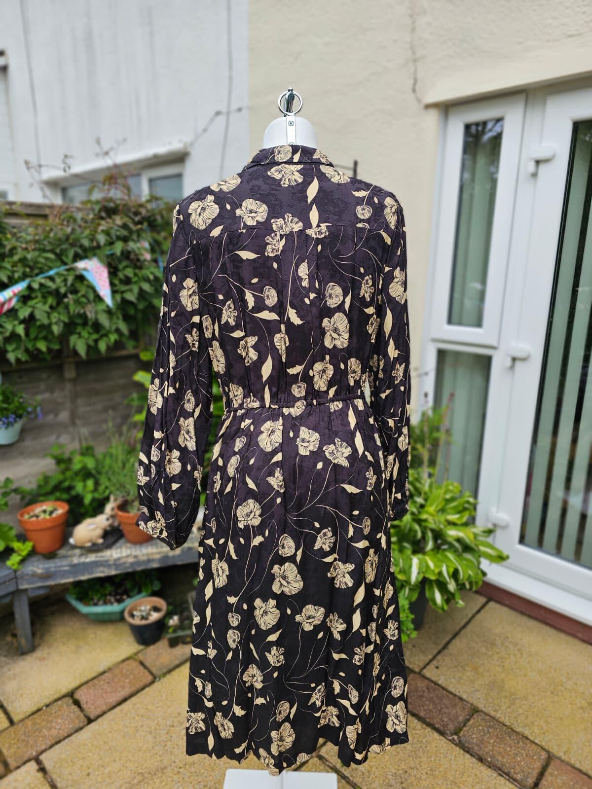 Christina Hendricks X Joanie - Orange Blossom Poppy Print Midi Shirt Dress UK 18