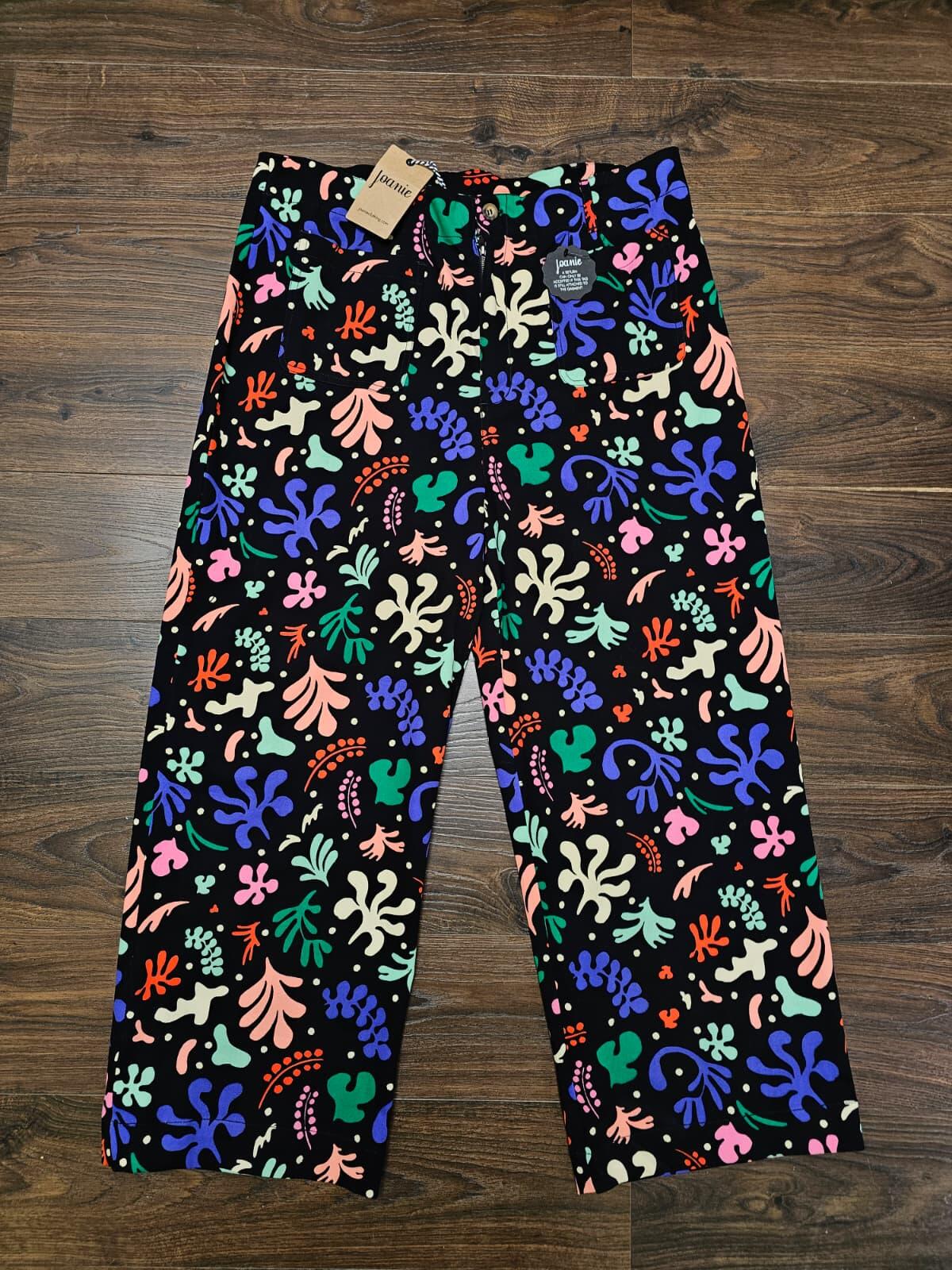 Joanie Women's Modern Art Pattern Print Straight Leg Trousers - UK 18 /W36/L27