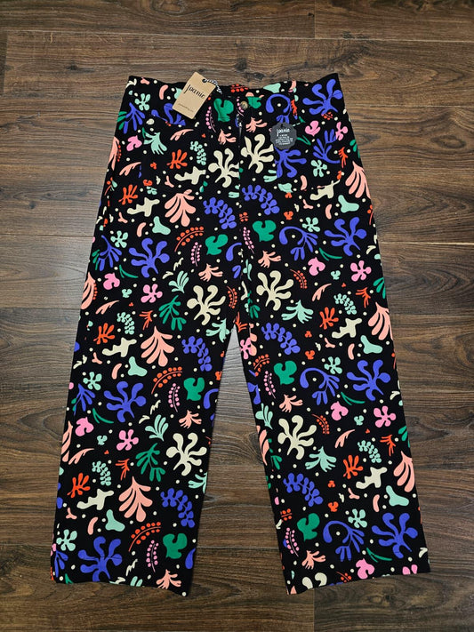 Joanie Women's Modern Art Pattern Print Straight Leg Trousers - UK 18 /W36/L27