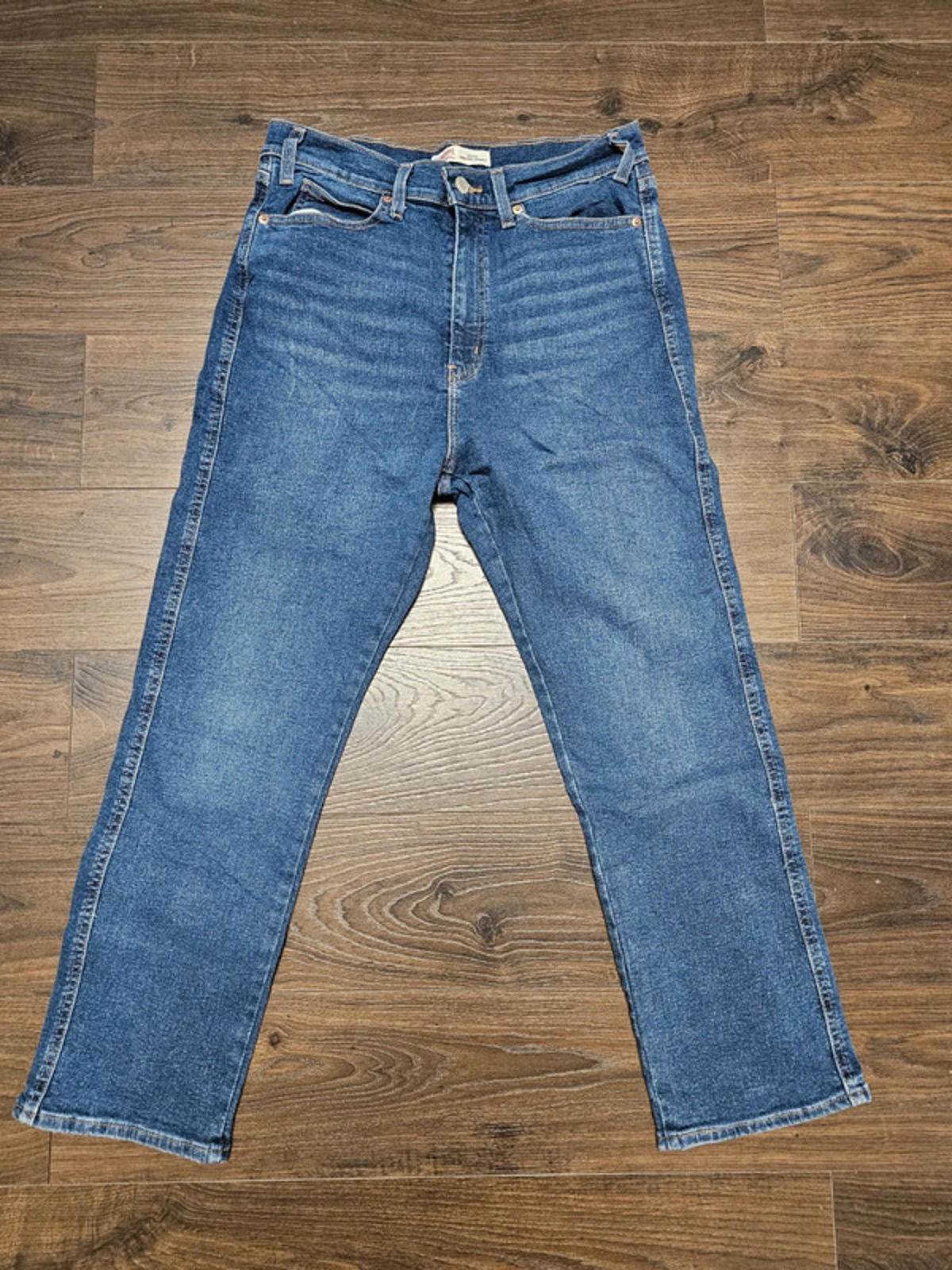 Levi's Womens Blue Jeans Heritage High Rise Straight W32/26L Denim Trousers