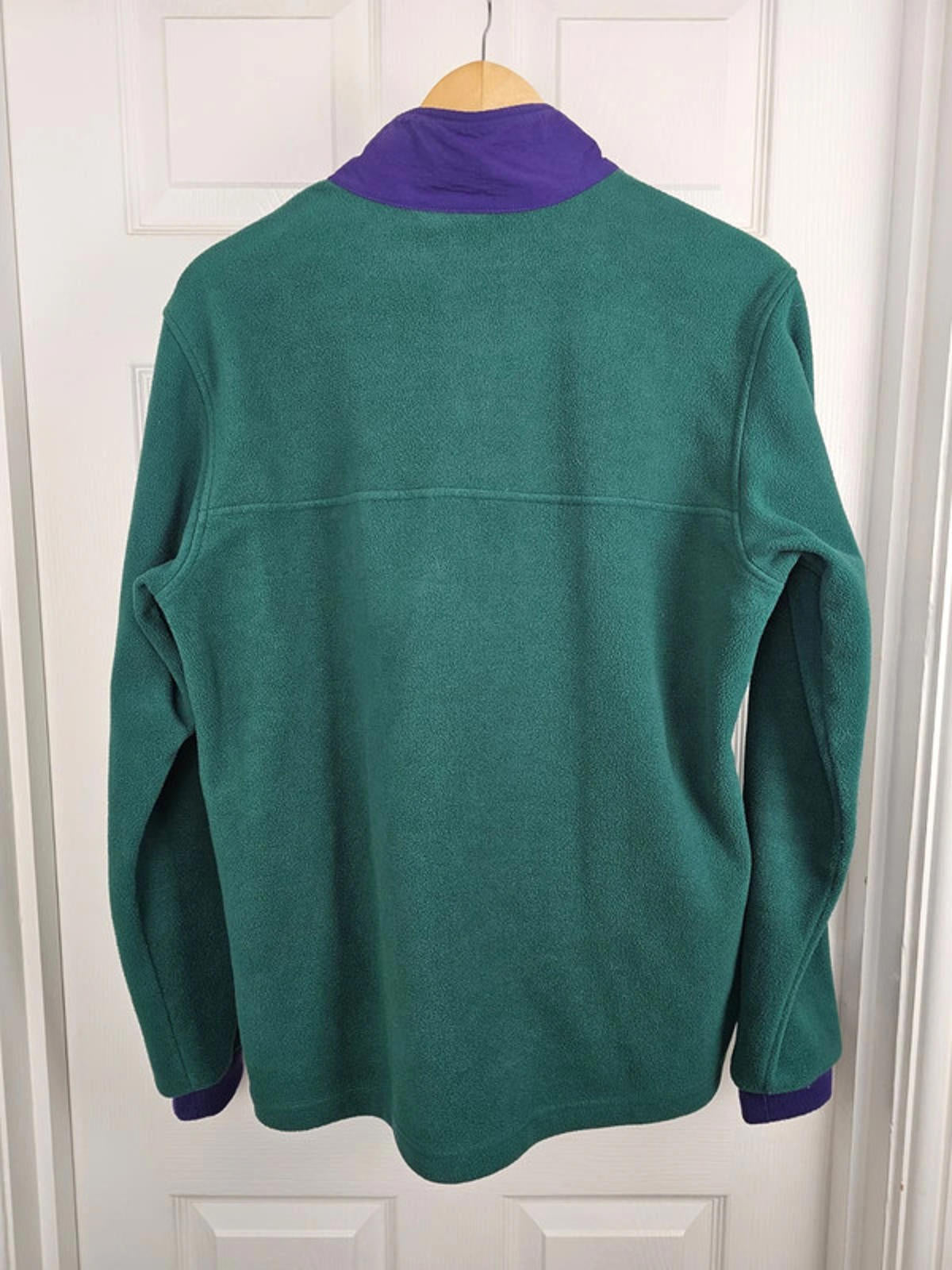 Adidas Originals Snap Button Pullover Fleece Jumper - M/Medium - Green/Purple