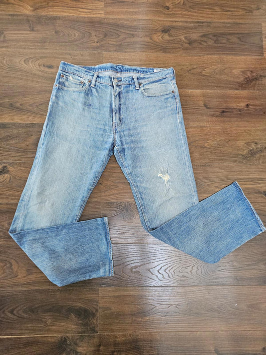 Levi's Mens Blue Jeans 504 Regular Straight W36/32L Cone Mills White Oak Denim