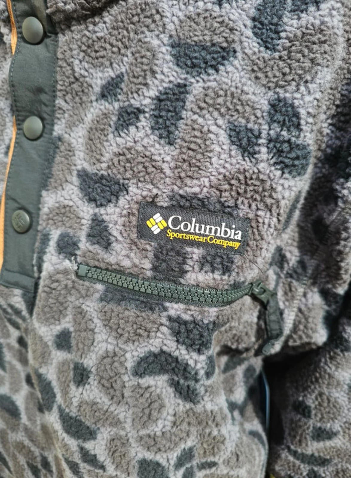 Columbia Snap Button Pullover Pattern Fleece Jumper - L/Large NWT Hike Walk