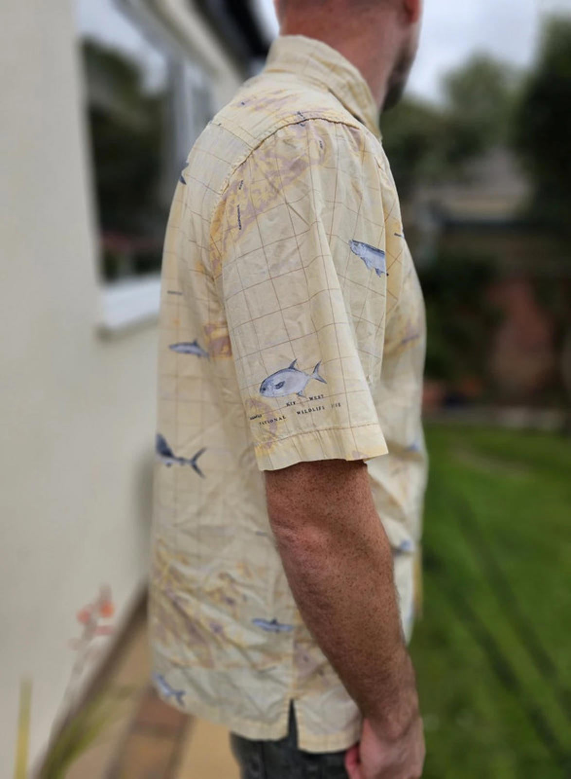Vintage Columbia River Lodge Geographical Fishing Short Sleeve Shirt - M/Medium