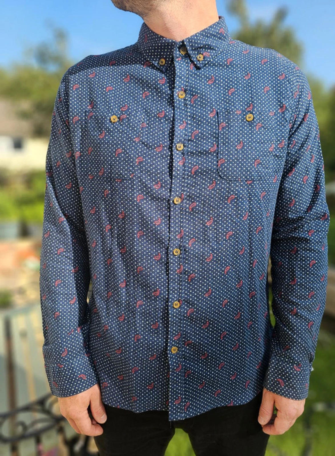 Dstruct Mens Smart Casual Long Sleeve Button Up Patterned Shirt - XL/Extra Large