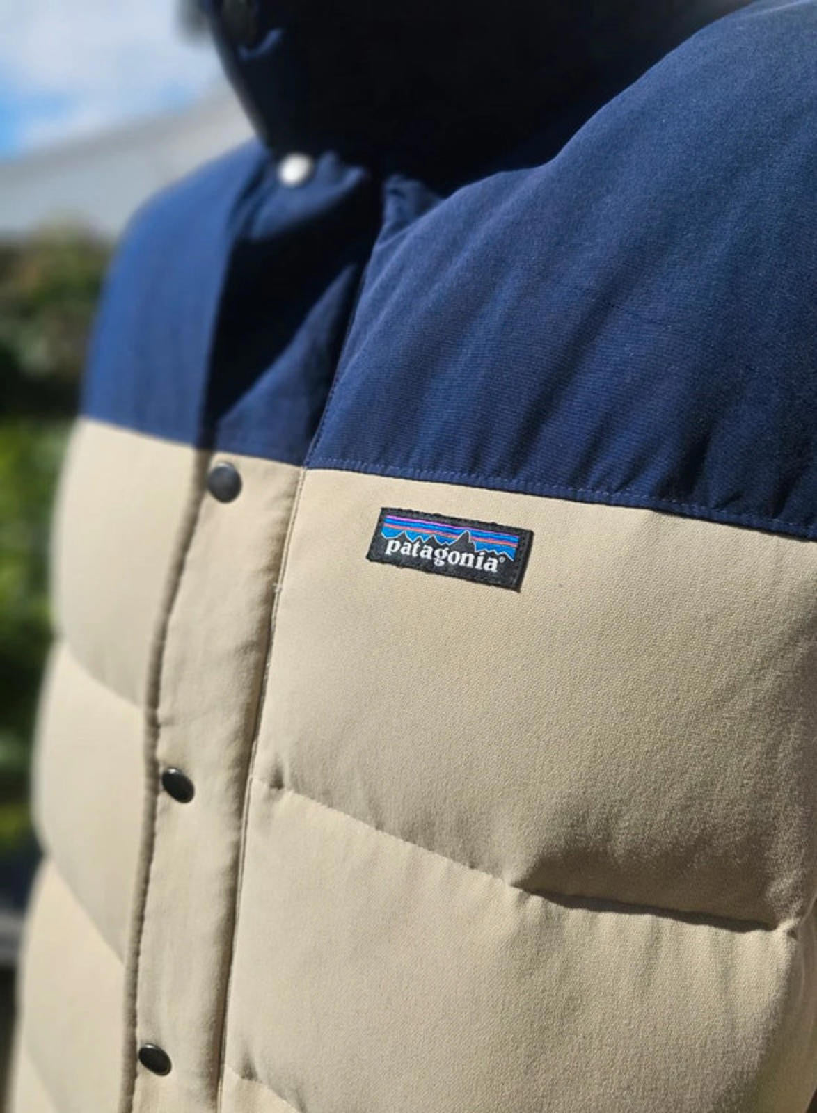 Patagonia Mens Bivy Down Vest Ash Tan Gilet/Body Warmer - L/Large
