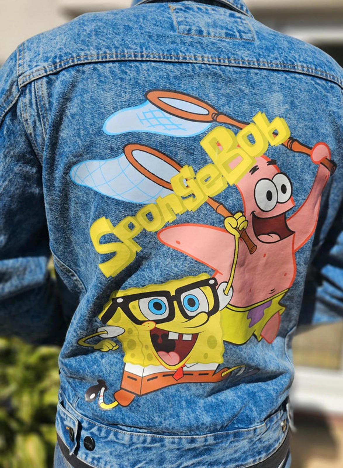 Rare Members Only X Nickelodeon X Sponge Bob Denim Jacket - L/Large