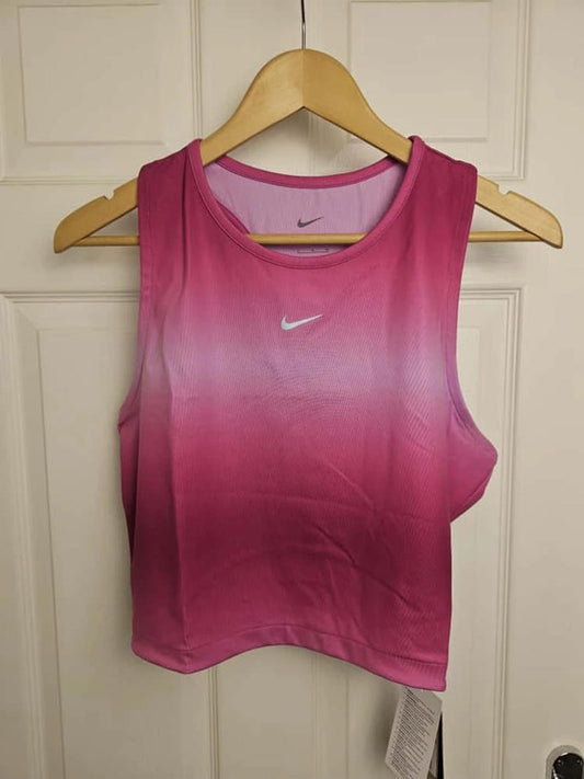 Nike Running Swoosh Gradient Cropped Tank Top - L/Large - Pink