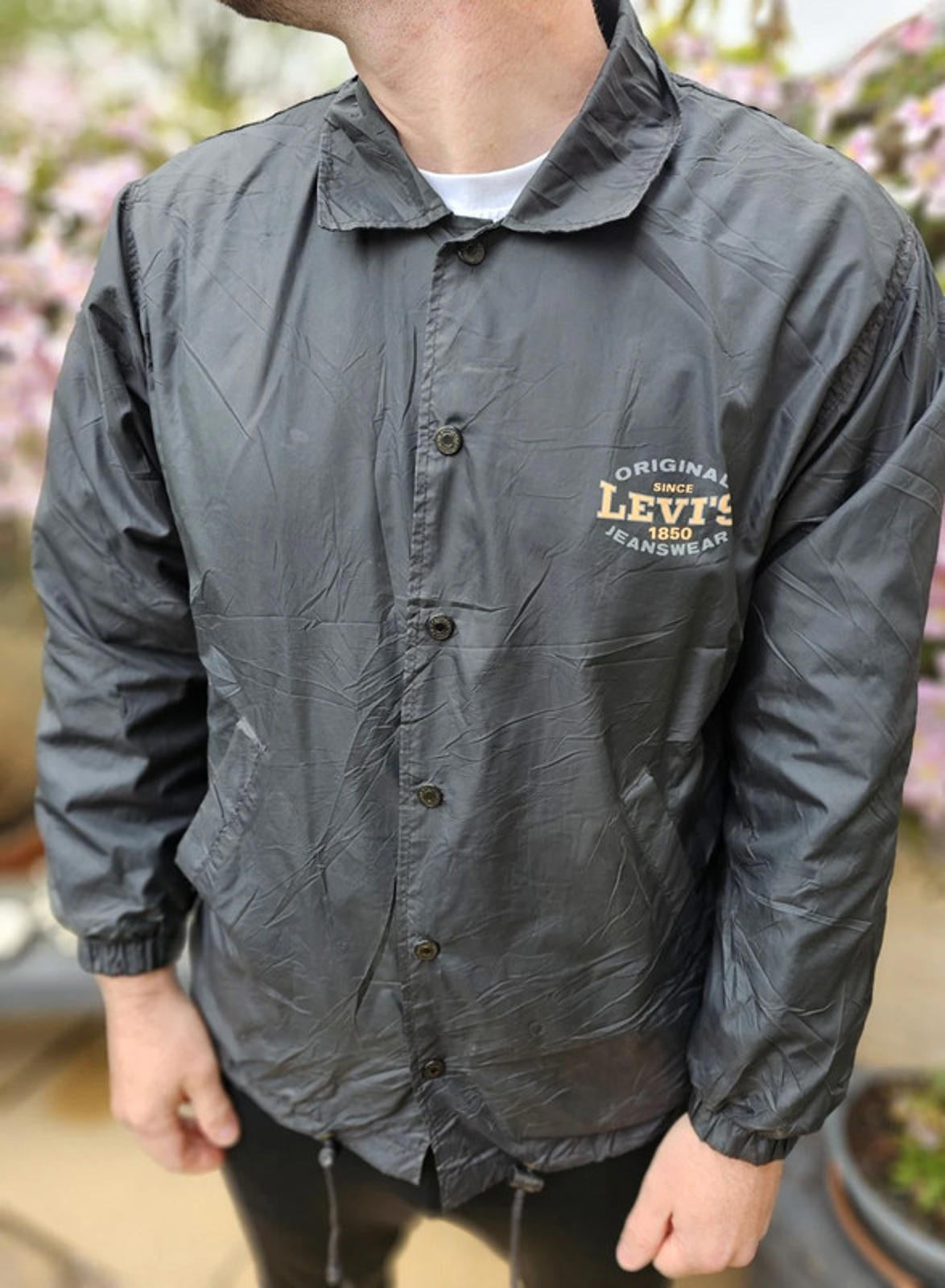 Vintage Levi's Black Button Up Coach Jacket - S/Small M/Medium**