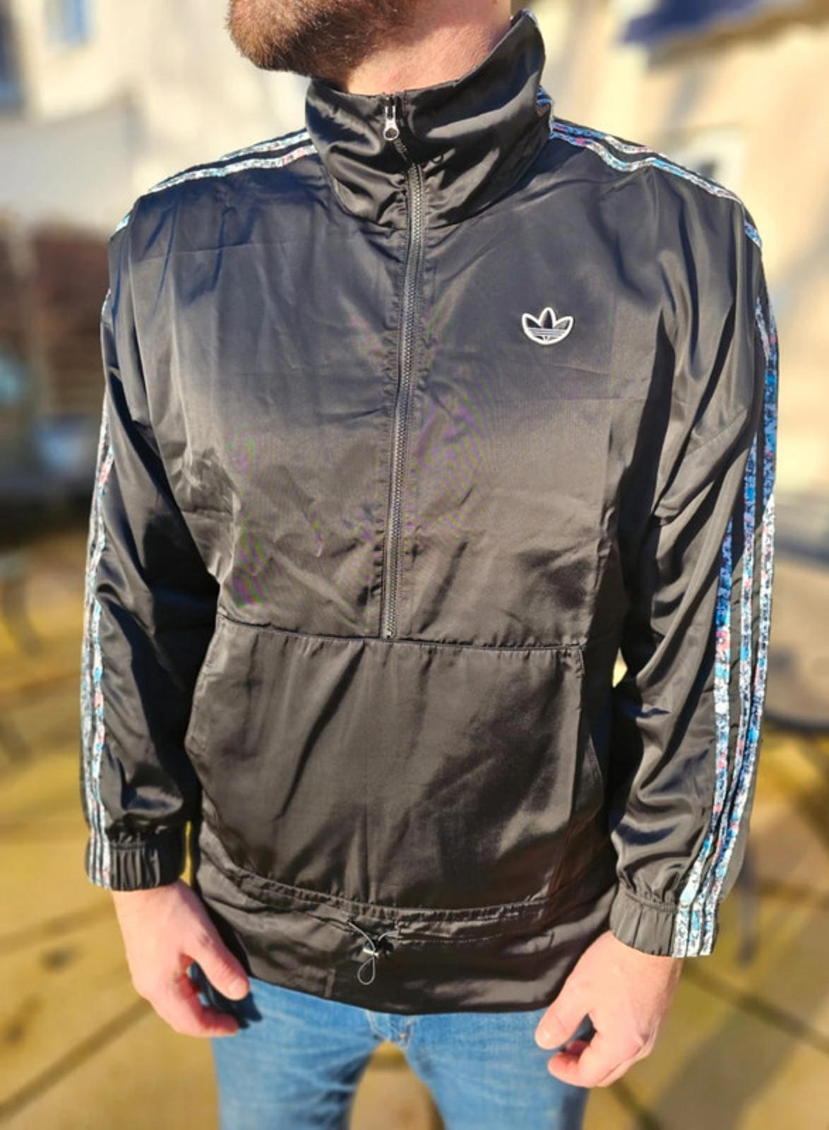 Adidas Full Zip Black Windbreaker Style Track Jacket - UK 12 - NWT