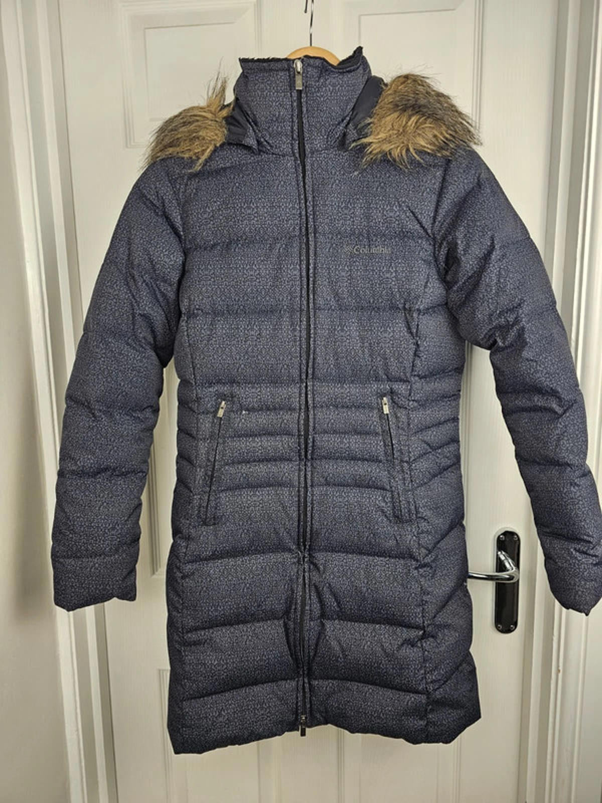 Columbia Womens Long Full Zip Hooded Down Parka Jacket/Coat - S/Small - Grey