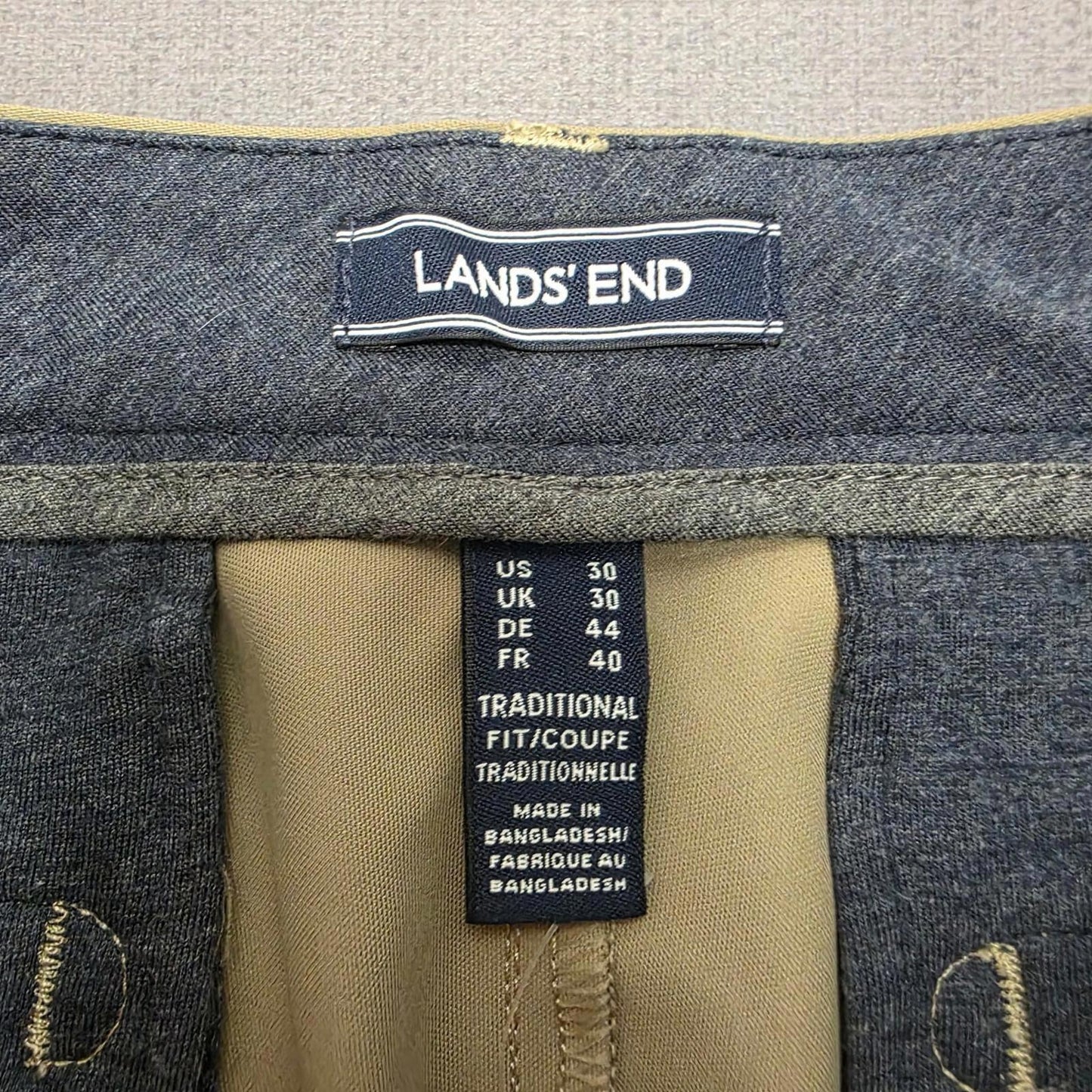 Lands End Mens Smart Casual Chino Style Trousers/Pants - 30 - W30 / L30 - Khaki