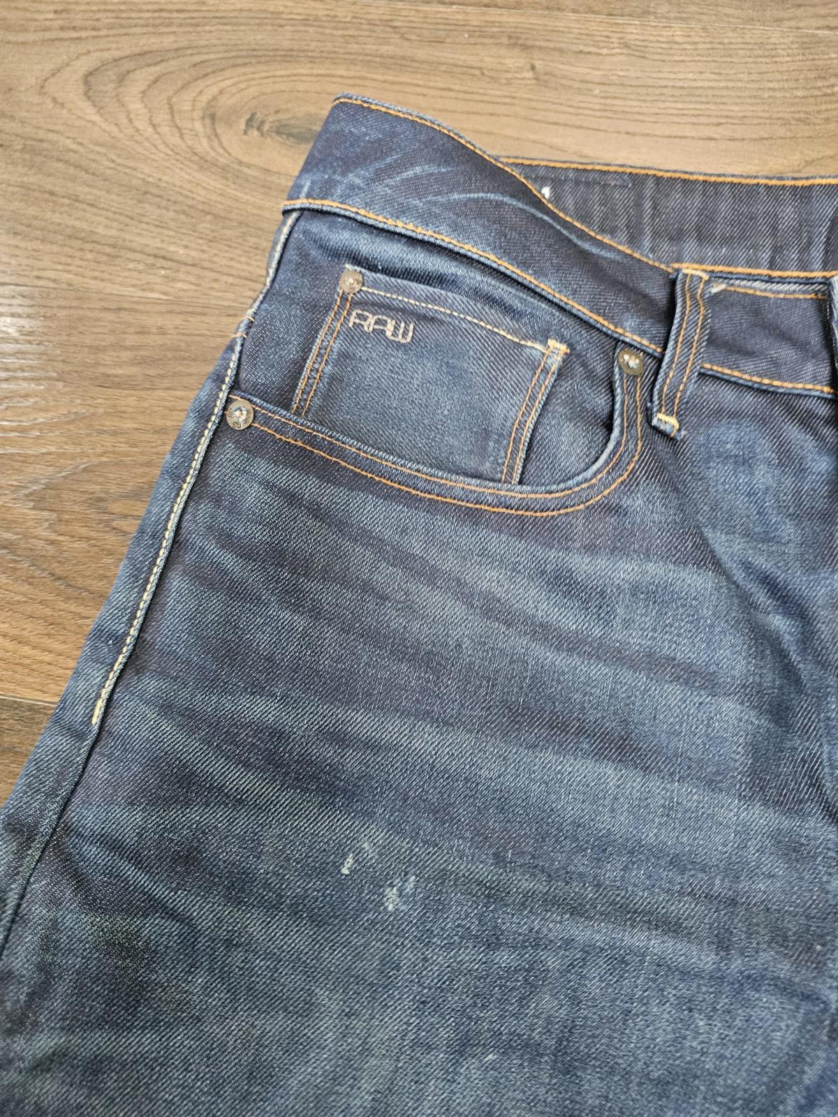 G- STAR Mens Blue Button Fly Jeans 3301 Straight Sim Fit W32/35L Denim