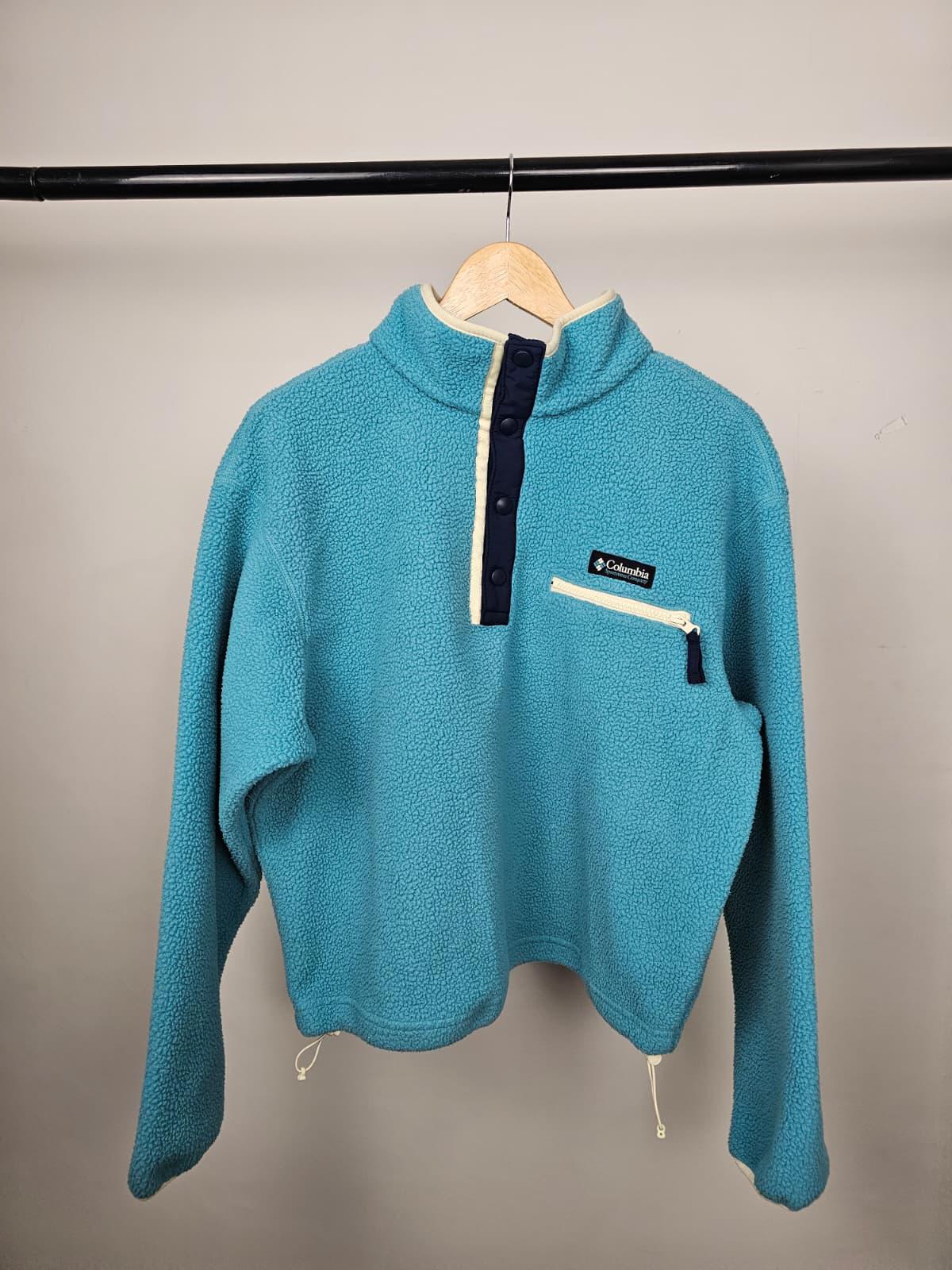 Columbia Womens Pullover Snap Button Fleece Jumper - M/Medium - Teal