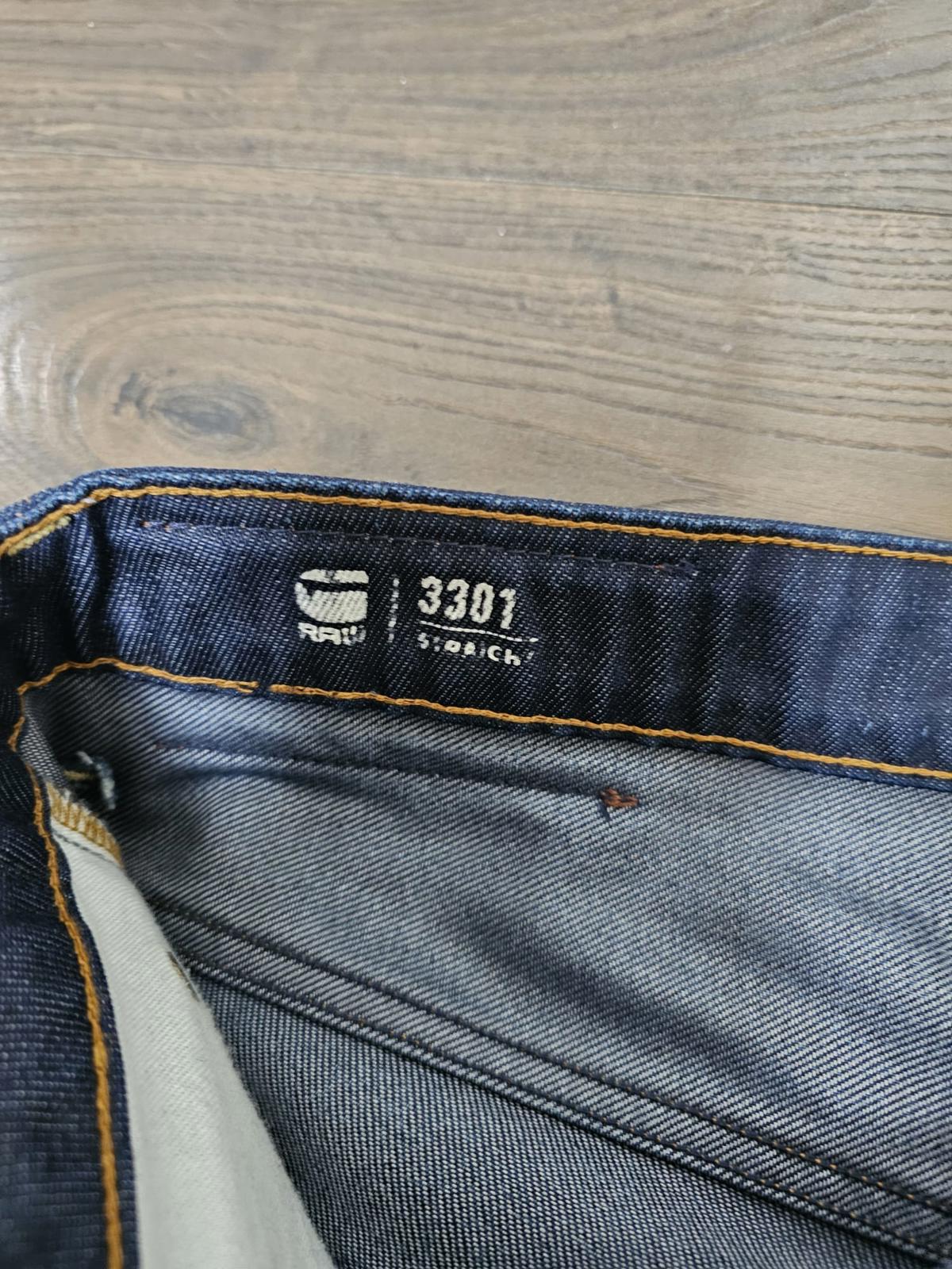 G- STAR Mens Blue Button Fly Jeans 3301 Straight Sim Fit W32/35L Denim