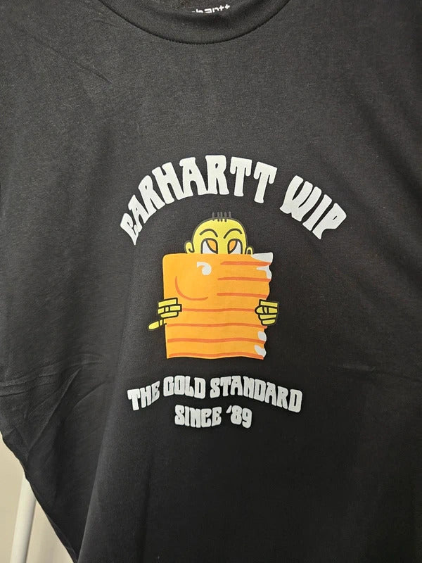 Carharrt WIP Gold Standard Short Sleeve Big Print Top/T-Shirt - L/Large - Black