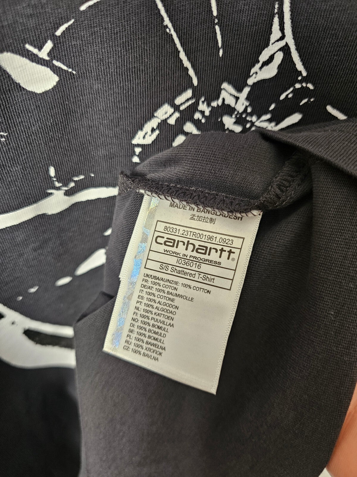 Carharrt WIP 'Cracked Glass Logo' Short Sleeve T-Shirt/Top/Tee - L/large - Black