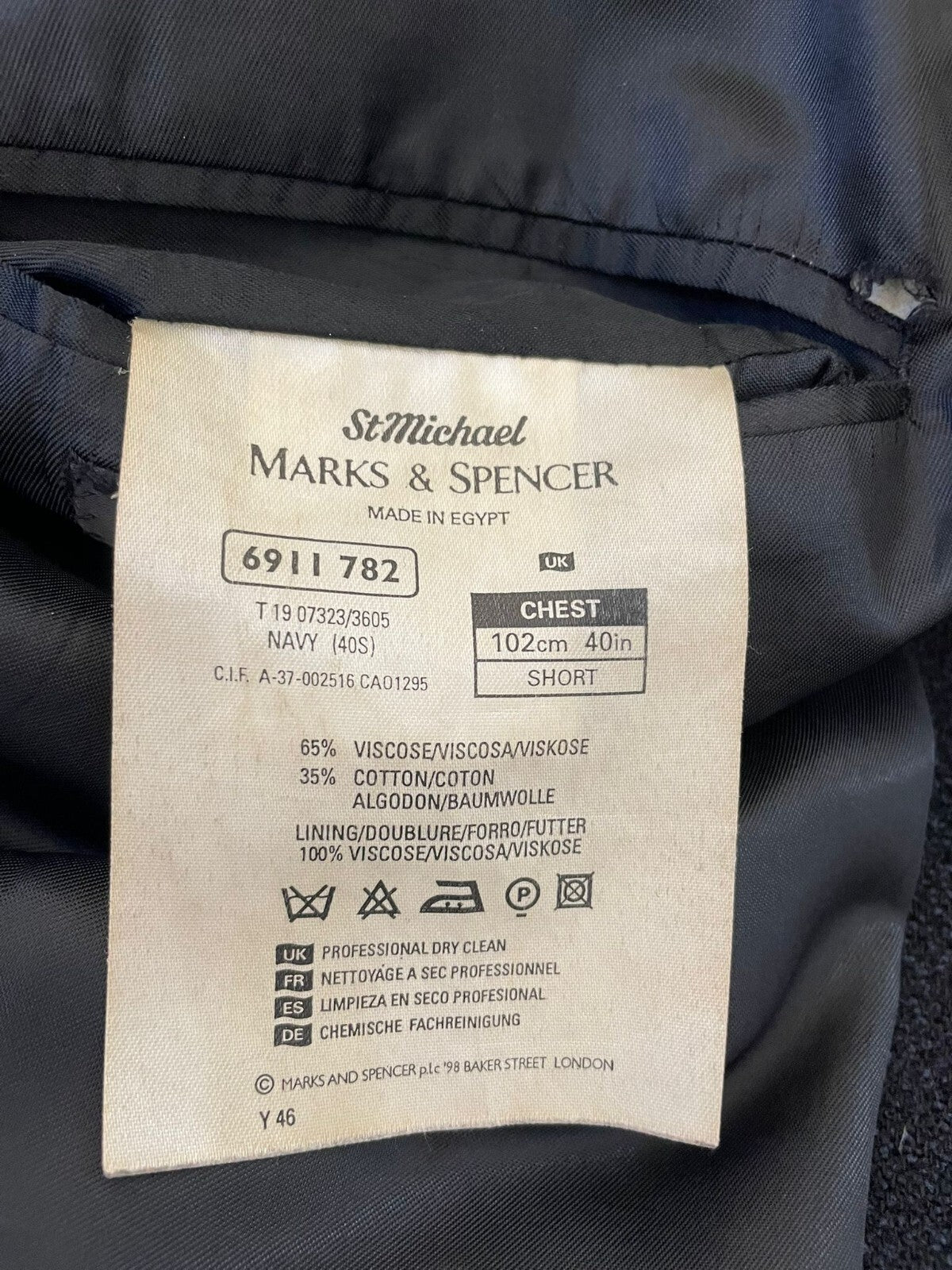 St Michaels Marks & Spencer Italian Soft Single Breasted Blazer Jacket - 40/S