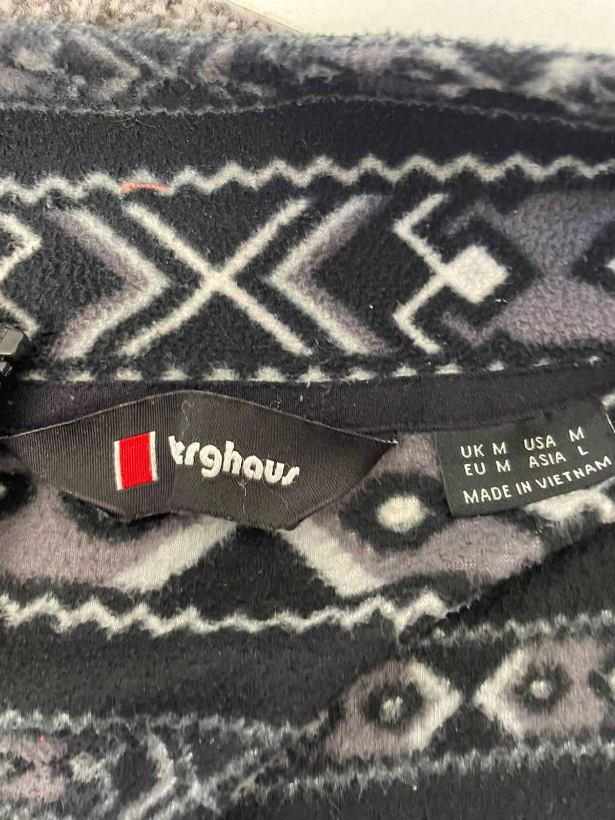 Berghaus Dean Street 1/4 Zip Pullover Lightweight Aztec Print Fleece Jumper - M