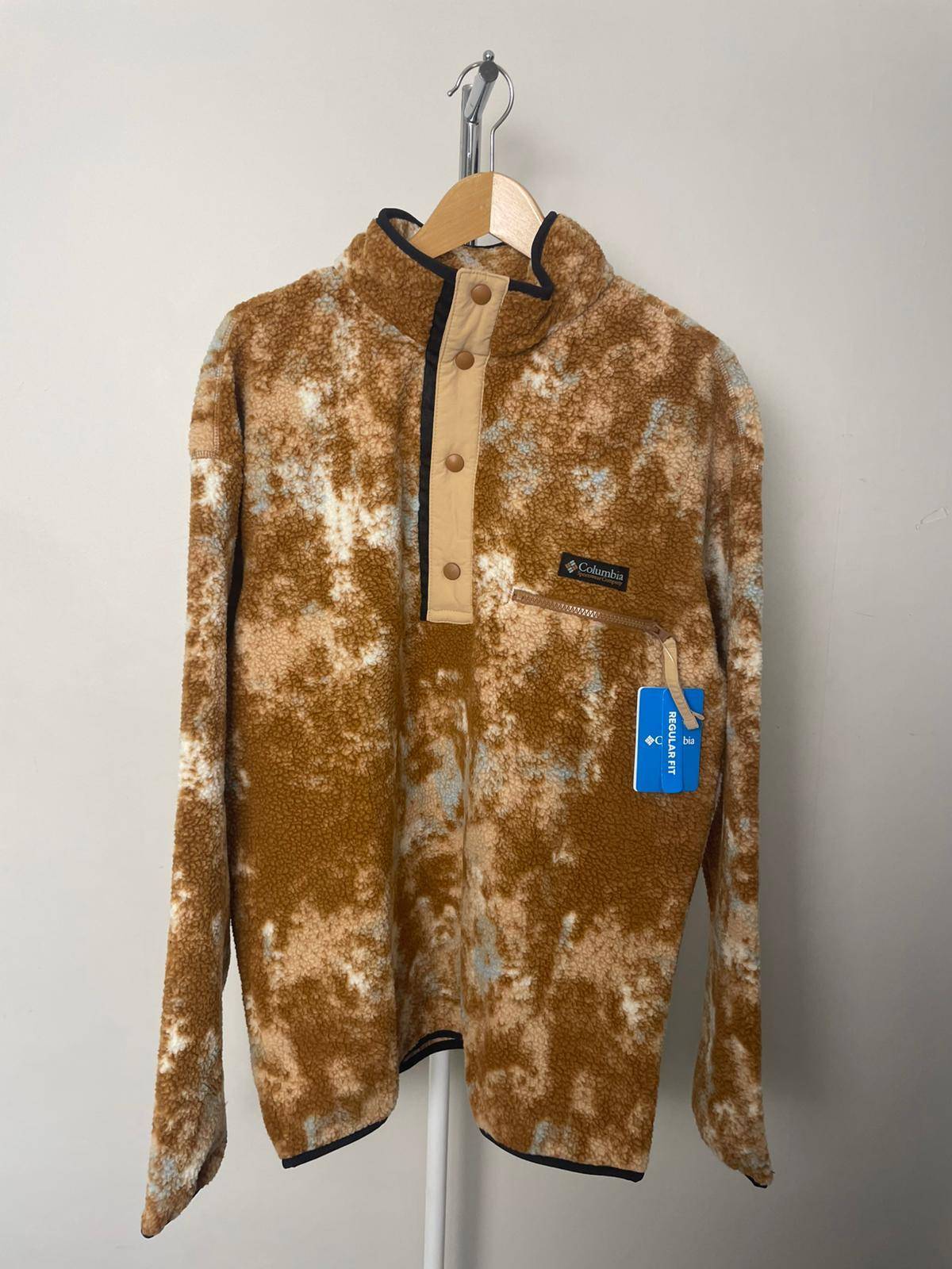 Columbia Men's Pullover Snap Button Pattern Fleece Jumper - M/Medium