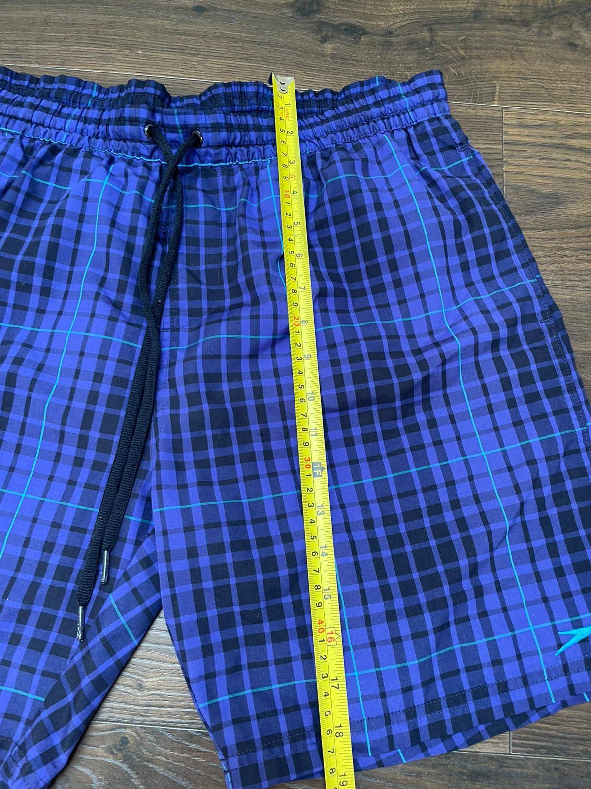 Speedo Men's Swim/Casual Check Pattern Shorts - L/Large - Blue