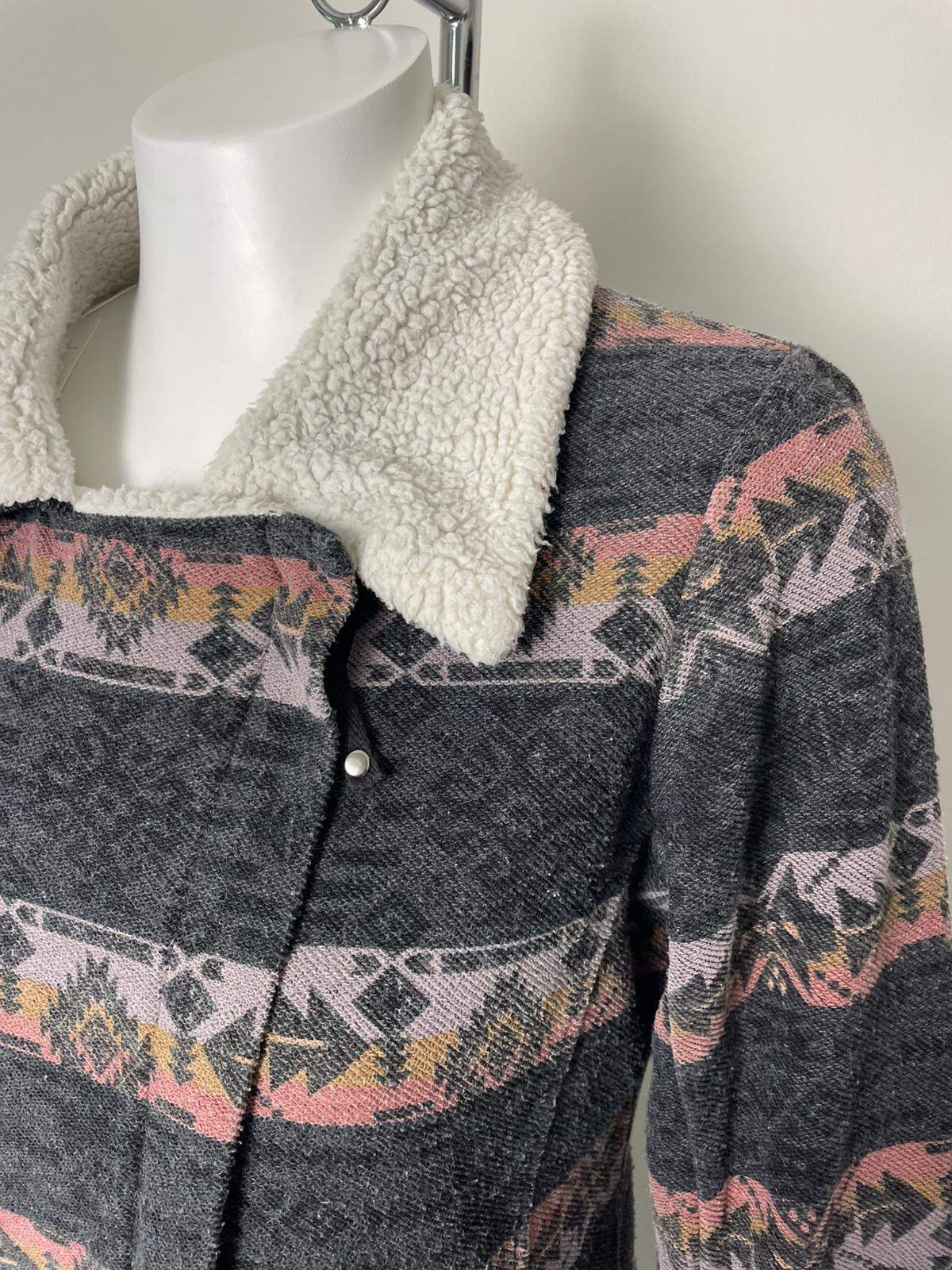 Rip Curl Betty Full Zip Sherpa Fleece Lined Aztec Pattern Surf Wear Jacket - M