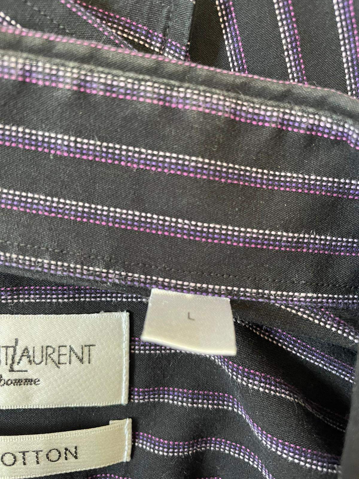 YSL Yves Saint Laurent Vintage 80s/90s Men's Long Sleeve Striped Shirt - L/Large